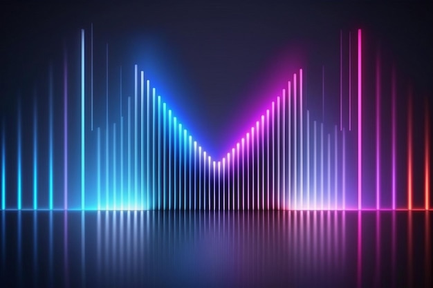 A blue and pink neon sound wave with a pink and blue sound wave