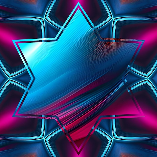 A blue and pink star background with a pink star in the middle