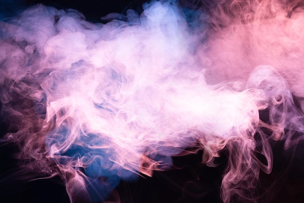 Blue and pink steam on a black background