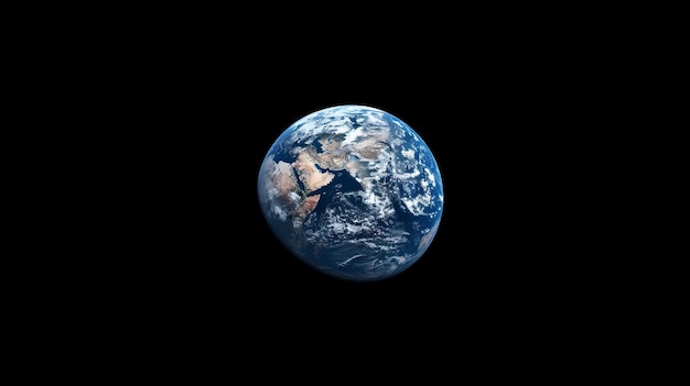 Blue planet earth from space on black background