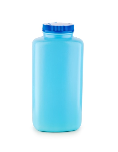 Blue plastic bottle isolated