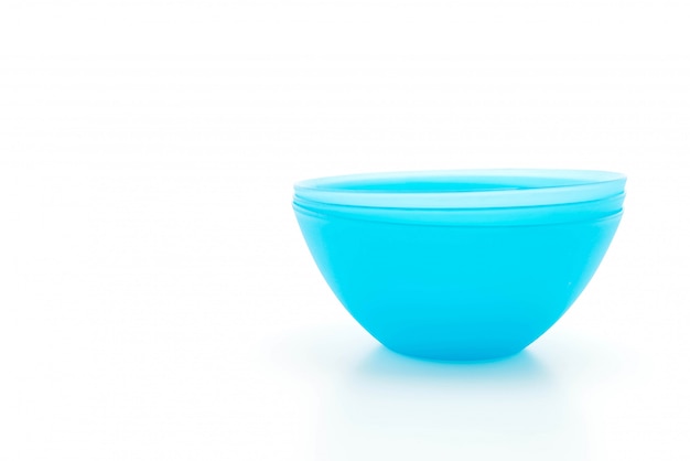 blue plastic bowl