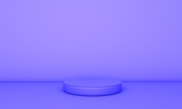 Blue podium in blue background. 3d Illustration.