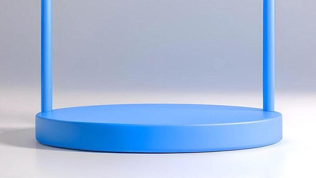 Blue podium placement in 3d rendering