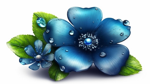 Blue poppy flower with water drops on petals Close upgenerative ai