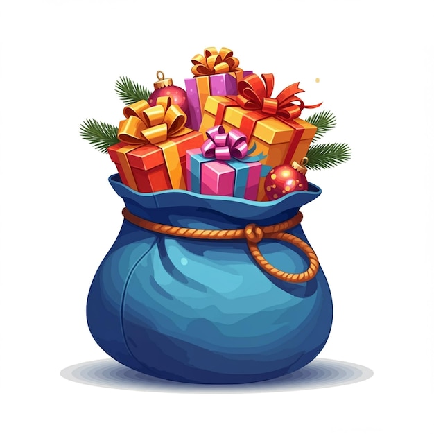 a blue pot with a bunch of presents in it