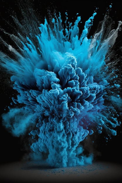 Blue Powder Explosion on Black Background