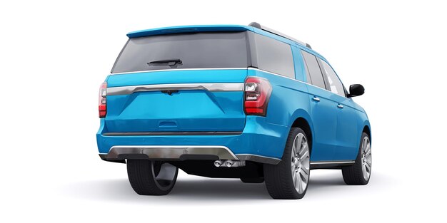 Blue Premium Family SUV isolated on white background. 3d rendering