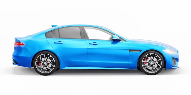 Blue Premium sports sedan 3D illustration