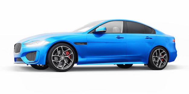 Blue Premium sports sedan 3D illustration