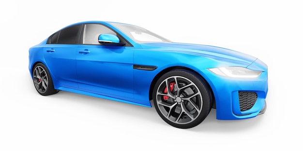 Blue Premium sports sedan 3D illustration