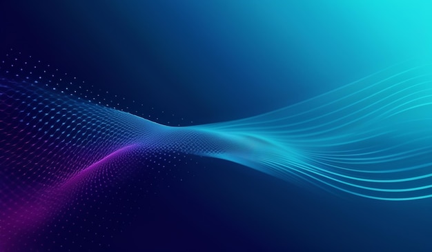 a blue and purple abstract image of a wave with the words music on it