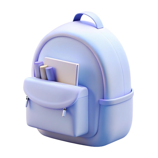 a blue and purple backpack with a folder in the middle