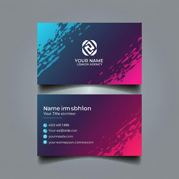 a blue and purple business card with a logo for your name