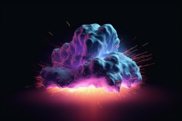 A blue and purple cloud with a pink and purple explosion.