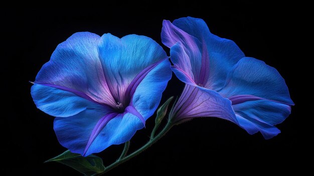 Photo blue and purple flowers in a dark setting