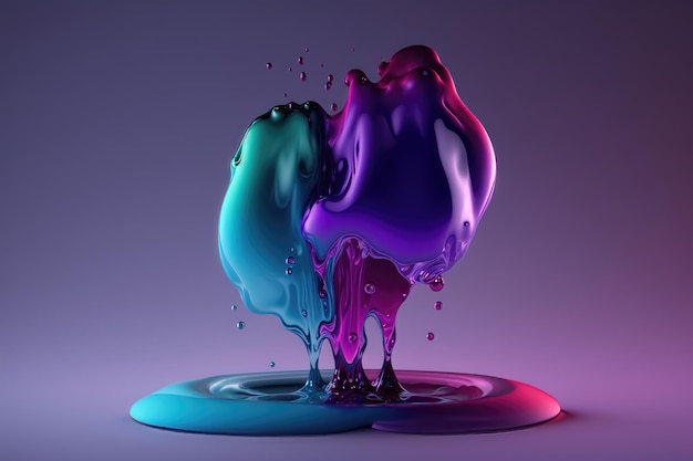 Blue and purple gradient color floating liquid blob AI Generation