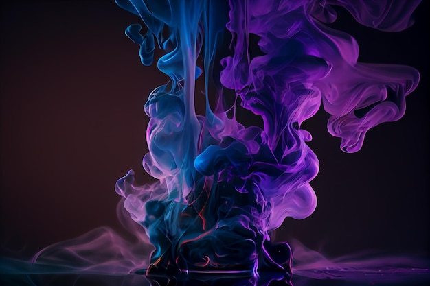 Blue and purple liquid smoke abstract backgroundgenerative ai