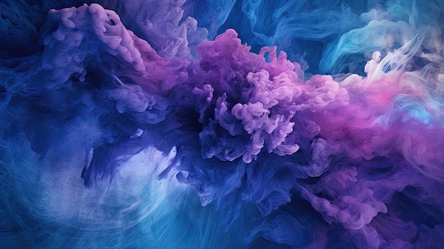 Blue and purple smoke background in an abstract canvas style Generative AI