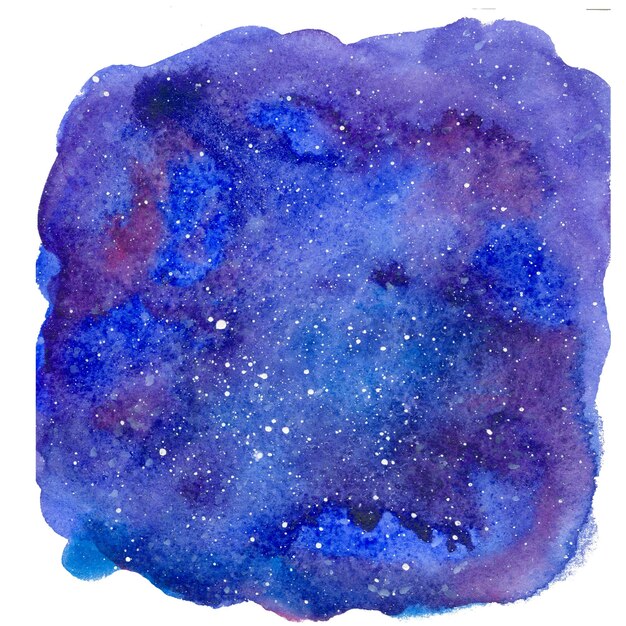 A blue and purple space background with stars.