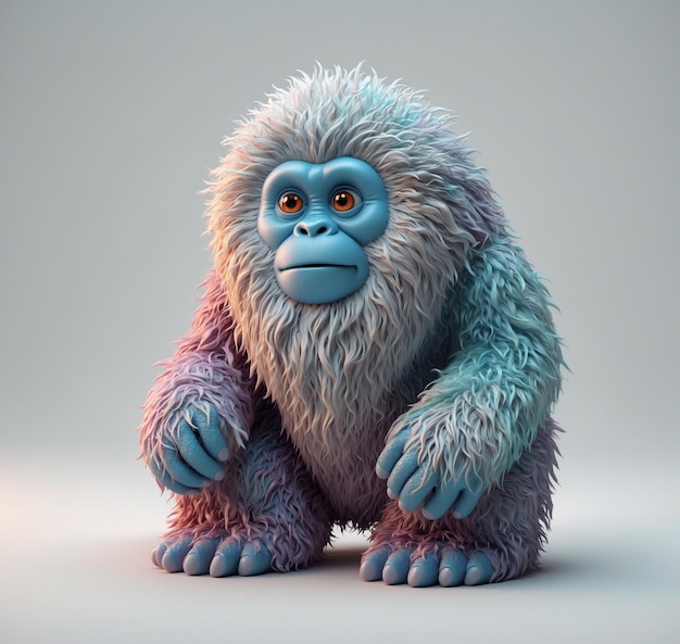 a blue and purple toy of a gorilla