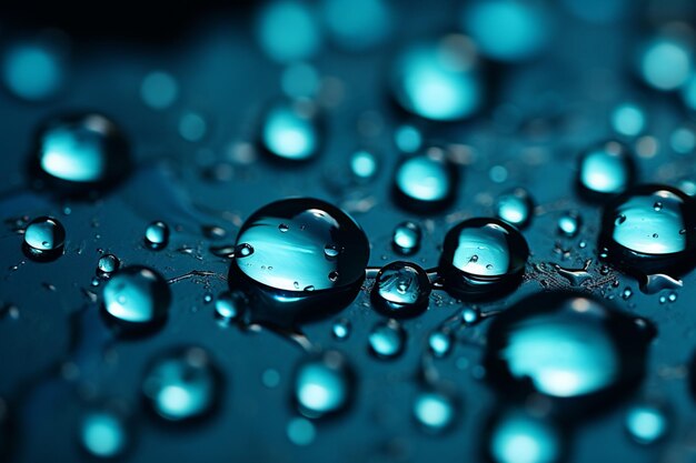 Photo blue rain drops on glass