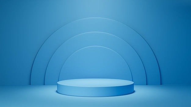 Blue realistic 3d background with cylinder podium Abstract minimal scene mockup products display