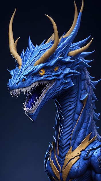 Blue realistic fairytale dragon Generative AI