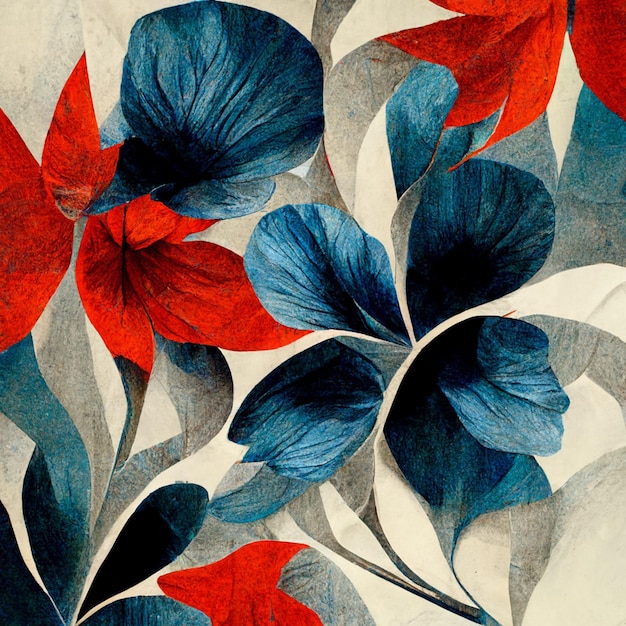 Blue and red abstract flower Illustration