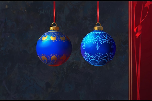 Photo blue and red christmas balls