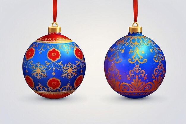 Blue and Red Christmas Balls