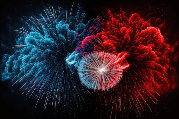 Blue and Red Fireworks