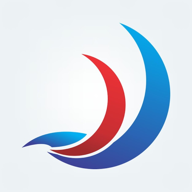 a blue and red logo with a red and blue design