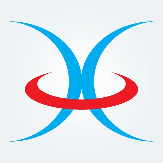 a blue and red symbol with a red symbol on it