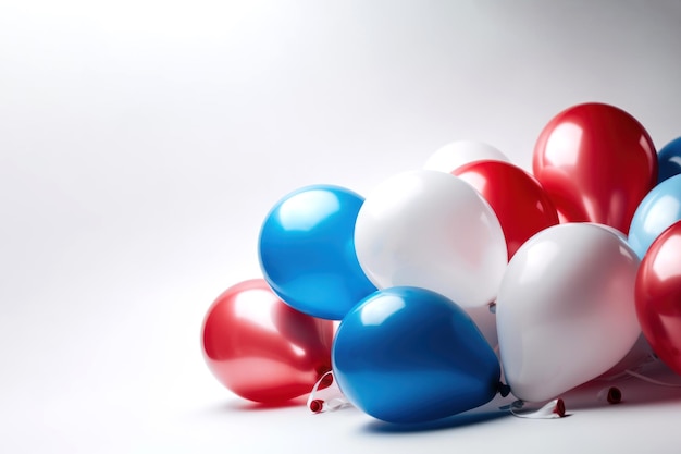 Blue red and white balloon on white background with copy space