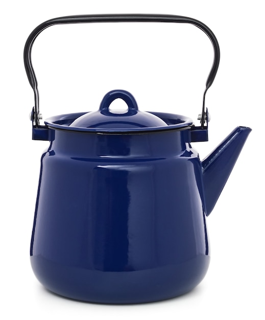 Blue retro enameled kettle