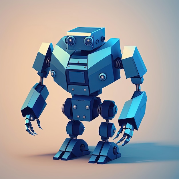 Blue robot Illustration on gradient background Generative AI