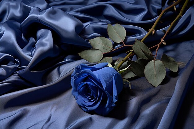 Blue rose on a delicate silk scarf