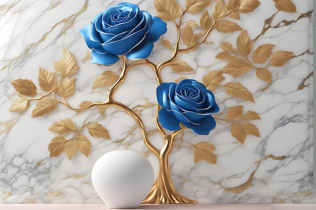 A blue rose gold plate