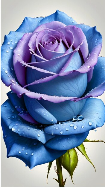 a blue rose with water drops on it