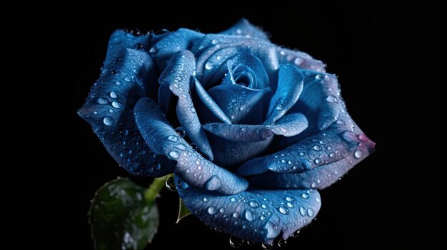 Blue rose with water drops on it