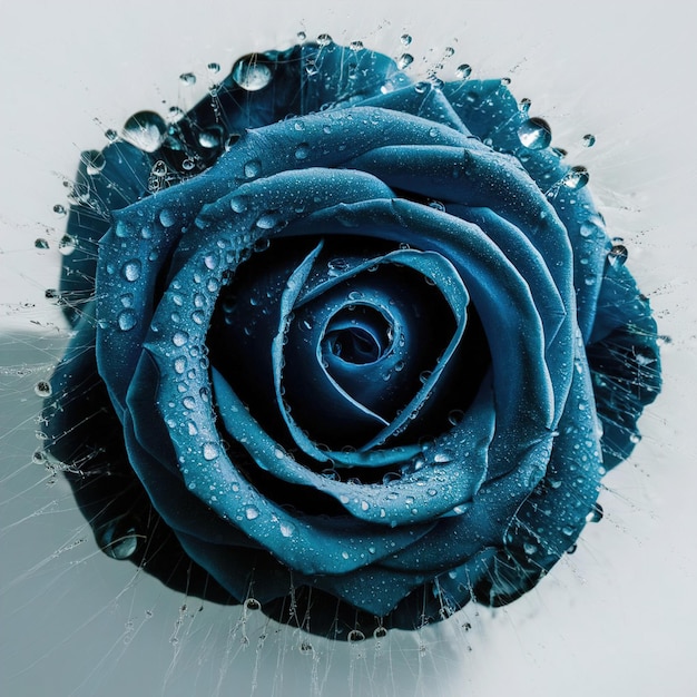 Blue rose with water drops