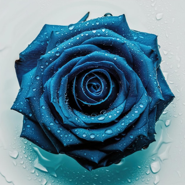 Blue rose with water drops