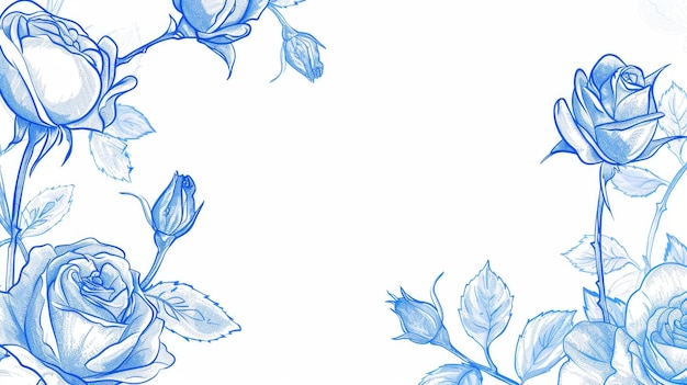 Blue roses illustration generative ai