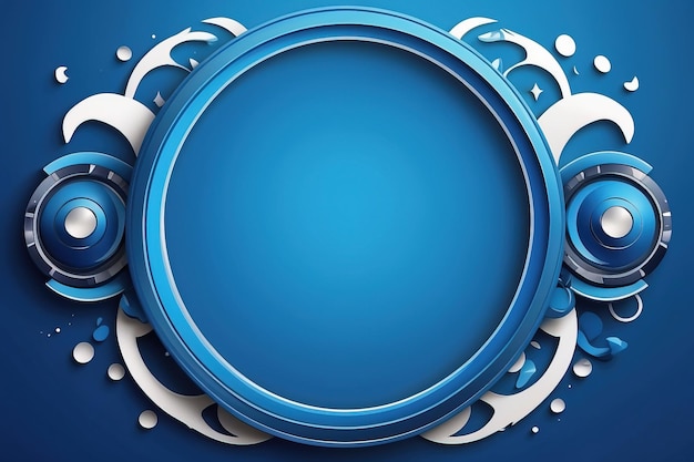 Photo a blue round frame with a blue background with a white border