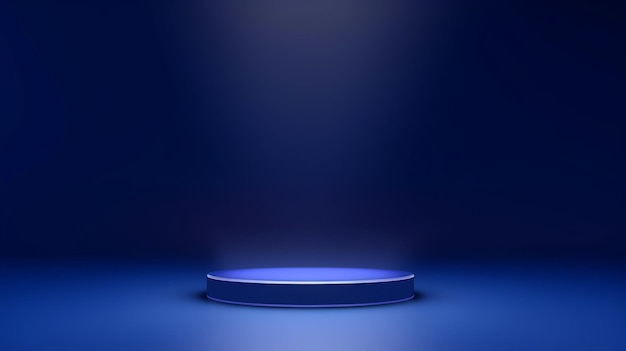 A blue round platform with a light on it