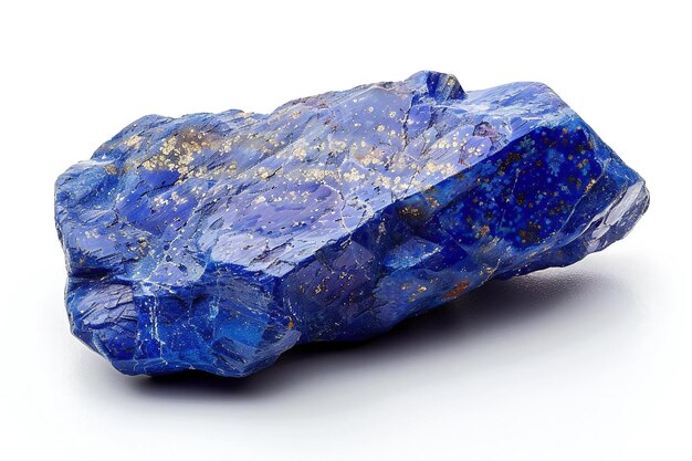 a blue sapphire is on a white surface