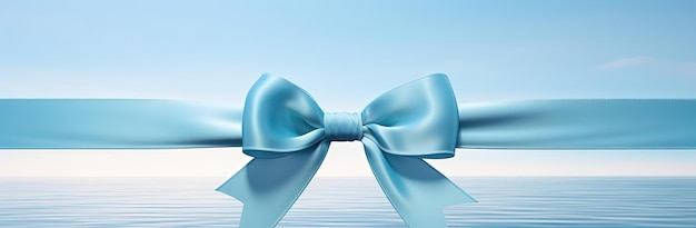 blue satin ribbon with bow isolated on white background in the style of light teal and