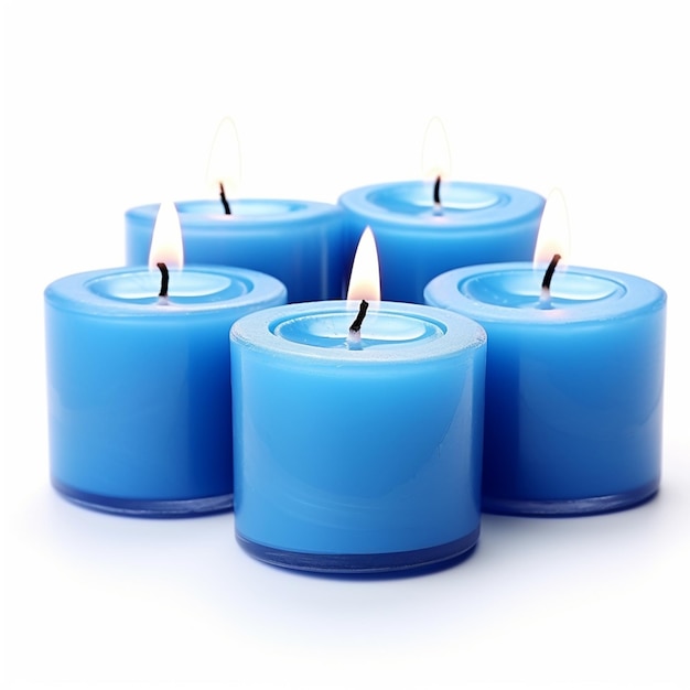 Blue Scented Candles Isolated on White Background