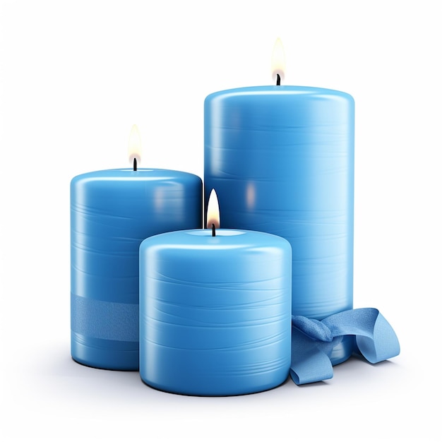 Blue Scented Candles Isolated on White Background